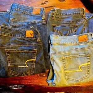 3 American eagle size 10 jeans 1 pair of Roxy jeans asking 75